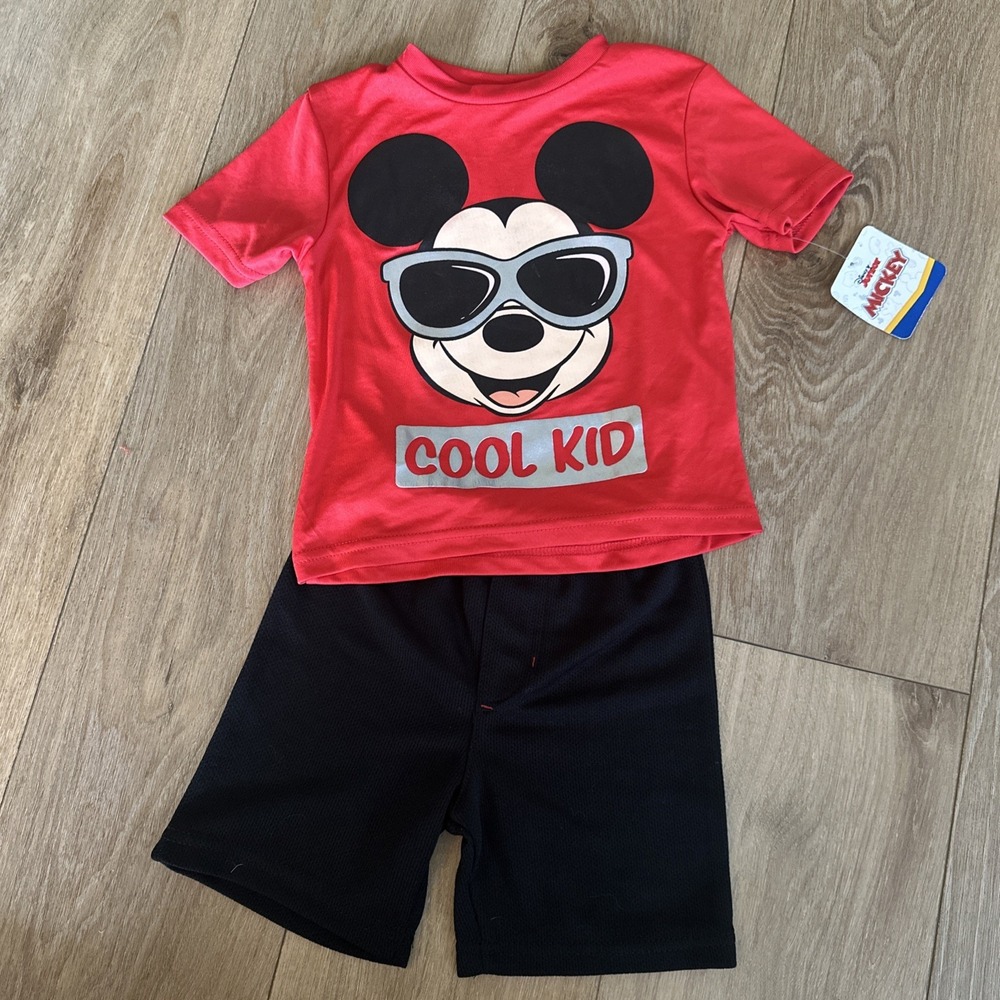 Disney Junior Mickey Mouse "Cool Kid" Baby Short‎ Set Size 24M 2 Piece NEW